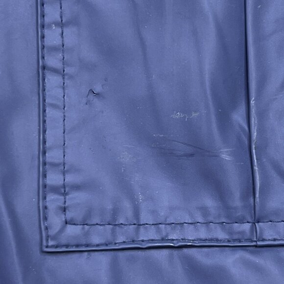 Misty Harbor Vintage Any Weather Slicker Hooded Raincoat Navy Red Plaid Size L - Picture 7 of 11